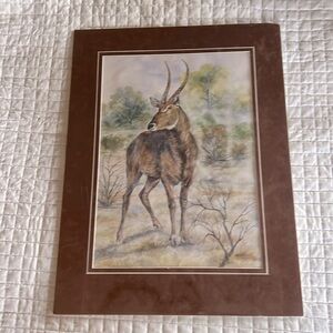 Original Harold Phiri 1999 Waterbuck Watercolor Painting